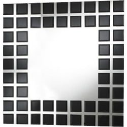 Modern Squares Border Black Bevelled Frame Wall Mirror