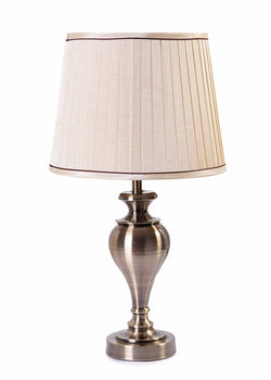 Contemporary Serine Antique Brass Base with Cream Pleated Shade Table Lamp