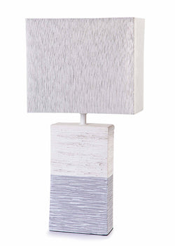 Modern Grey / Cream Stone Effect Ceramic Base & Light Grey Shade Table Lamp