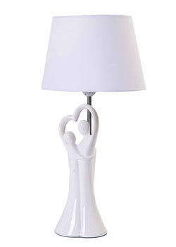 Modern Love Figurine Couples Table Lamp with White Fabric Shade-Table Lamp-Chic Concept