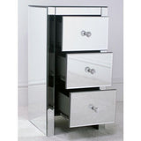 Mirrored 3 Drawer Bedside Table