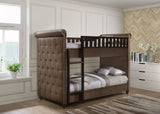 Ava Children's Brown Velvet Fabric Chesterfield Bunk Bed-Bunk Bed-Chic Concept