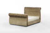 Corelli Scroll Chesterfield Sleigh Bed
