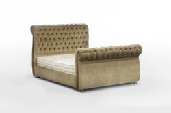 Corelli Scroll Chesterfield Sleigh Bed
