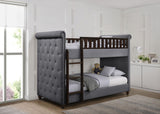 Ava Children's Dark Grey Linen Fabric Chesterfield Bunk Bed-Bunk Bed-Chic Concept