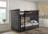 Ava Children's Grey Velvet Fabric Chesterfield Bunk Bed-Bunk Bed-Chic Concept
