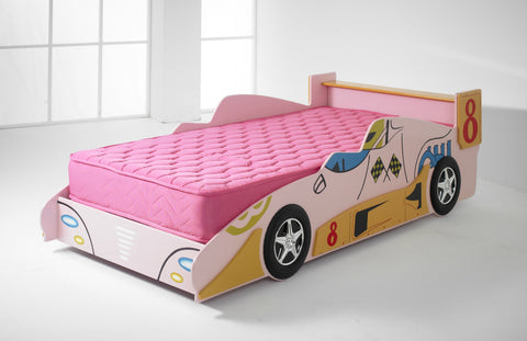 Kids F1 Pink Racing Car Bed