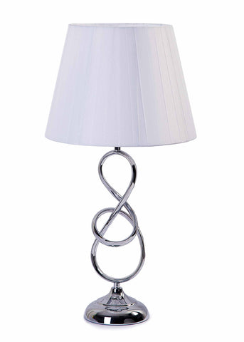 Meghan Silver Twisted Metal Base with White Pleated Fabric Shade-Table Lamp-Chic Concept