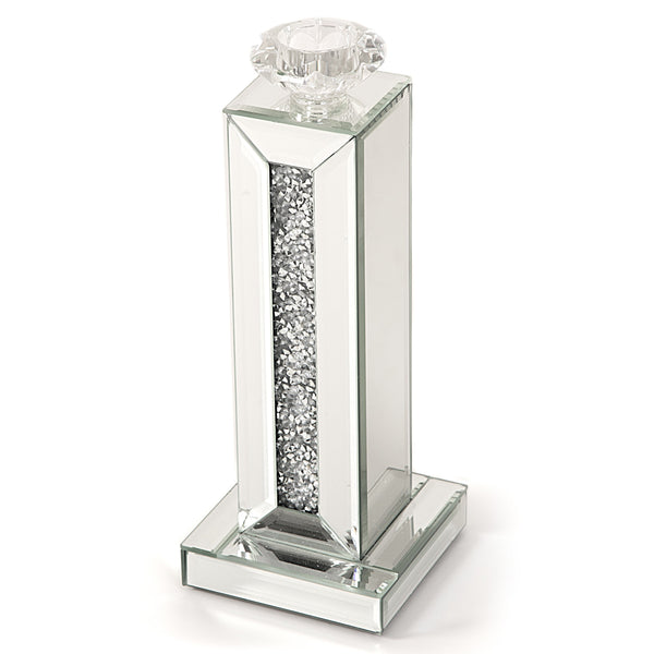 Glitz Mirrored Diamante Candle Holder-Mirrored Furniture-Chic Concept