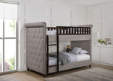Ava Children's Light Grey Linen Fabric Chesterfield Bunk Bed-Bunk Bed-Chic Concept