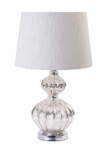 Mercury Silver Acrylic Chrome Base Table Lamp with Light Grey Shade