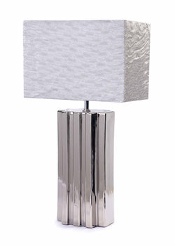 Bellagio Silver Ceramic Base & Silk Fabric Shade Table Lamp-Table Lamp-Chic Concept